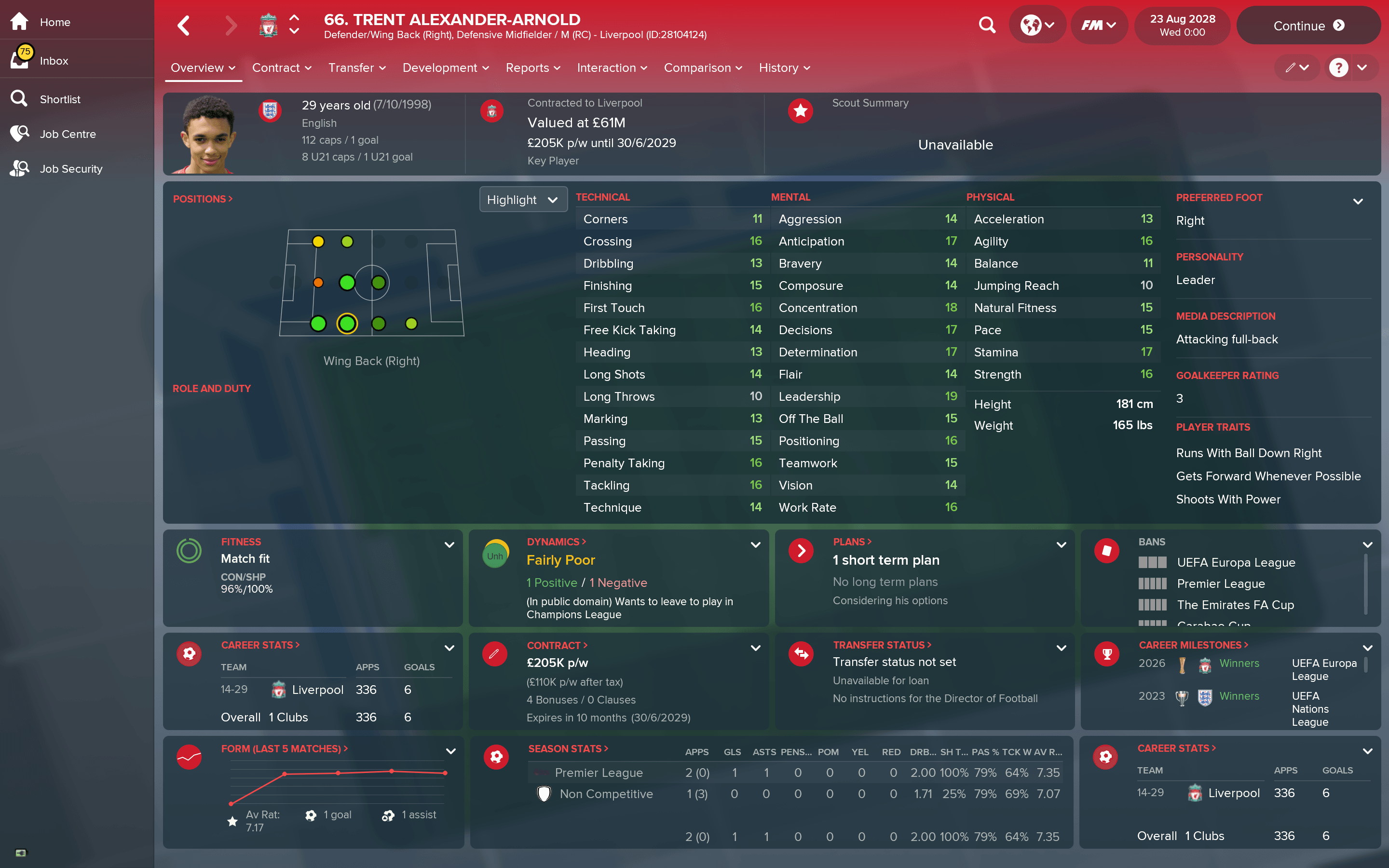 Trent Alexander-Arnold in Football Manager 2018